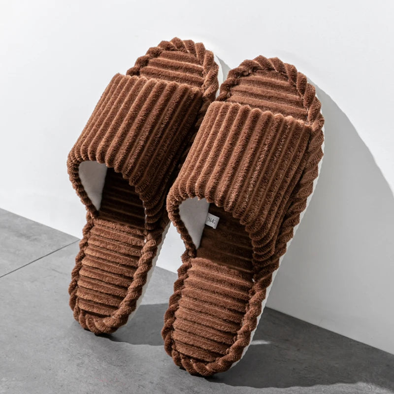 Men's Open-toe Flat Slippers Spring Fall Indoor Bedroom Breathable Zpaxo Coffee 42-43