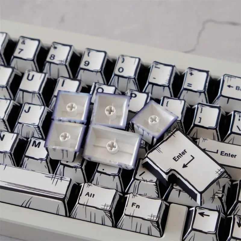 652F Keycaps Unique Black White Keycap Fade Resistant PBT Zpaxo
