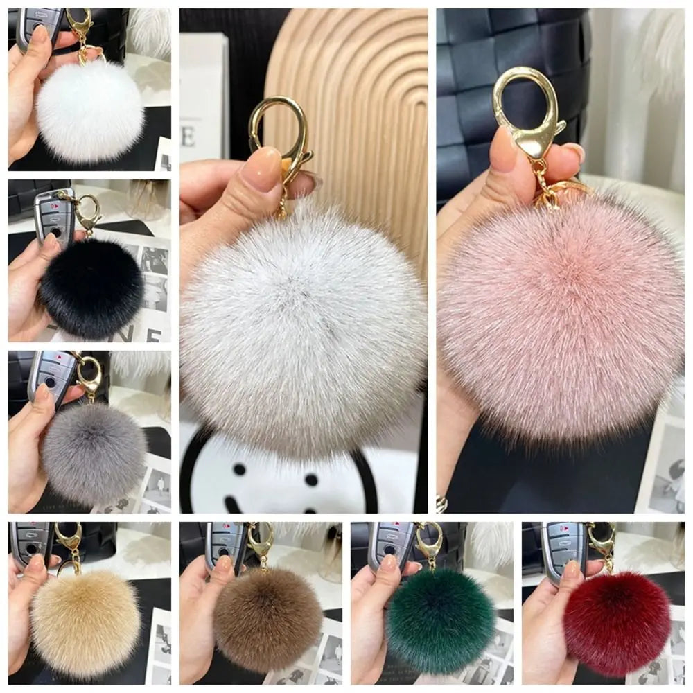 Fluffy Soft Pompom Ball Keychain Bag Ornament Hanging Decoration Fur Ball Keyring Backpack Bag Charm Fur Pendant Jewelry Gifts Zpaxo