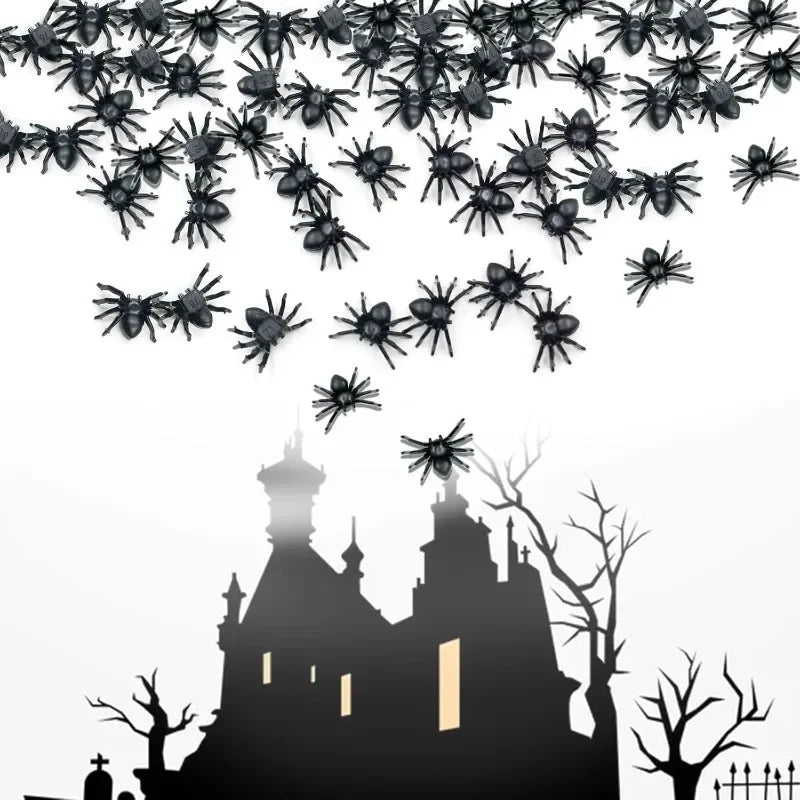 Wholesale Mini Fake Black Spiders Halloween Decoration Horror Spider DIY Party Haunted House Prop Lifelike Insects Tricky Toys Zpaxo
