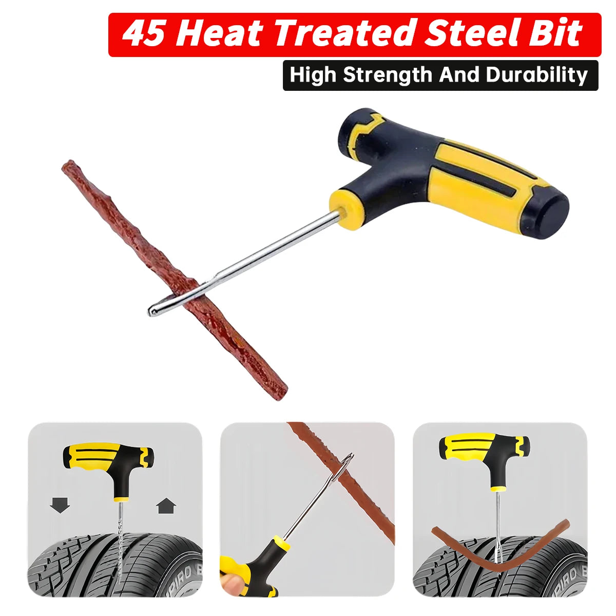 Tubeless Tire Puncture Repair Kit – Universal Car & Bike Tool Set