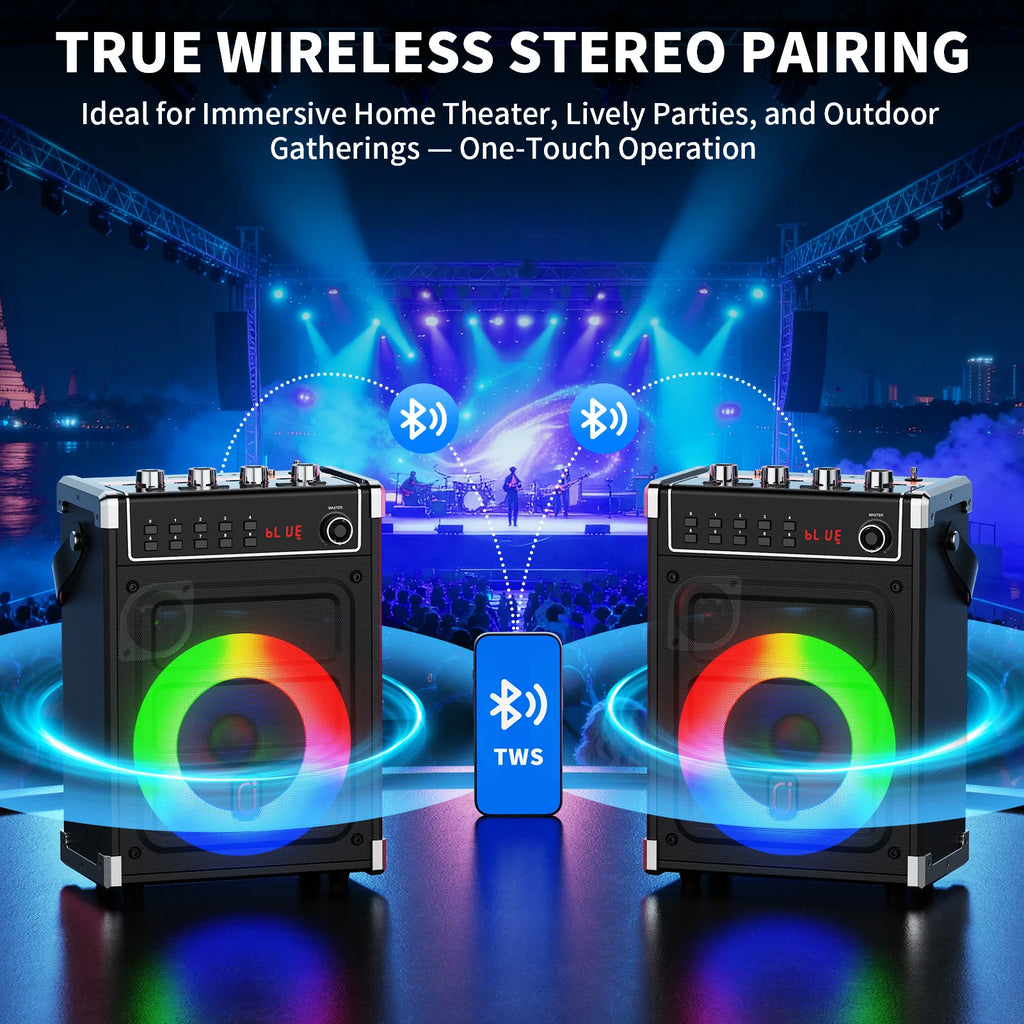 JYX Karaoke Machine 2 UHF Wireless Microphones Bluetooth Speaker Bass Zpaxo