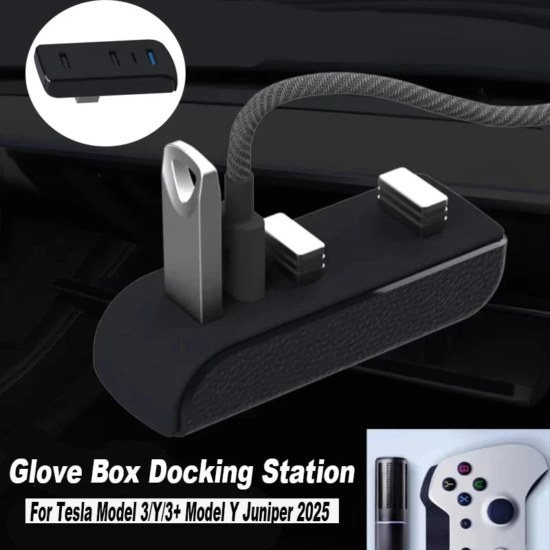 Glove Box Docking Station Tesla Model 3 Y 3+ Juniper USB Hub Ports