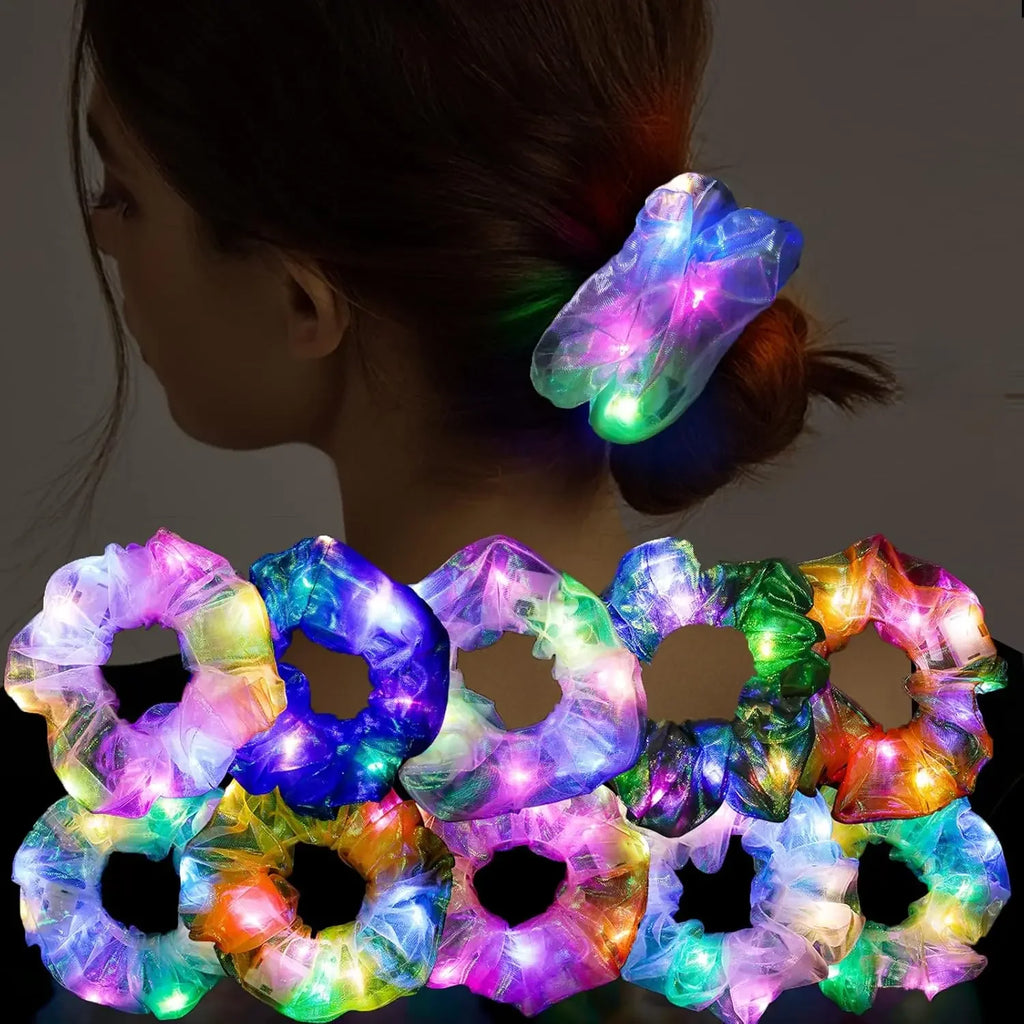 LED Light Hair Scrunchies Up Elastic Glow Hairbands Mermaid Party
