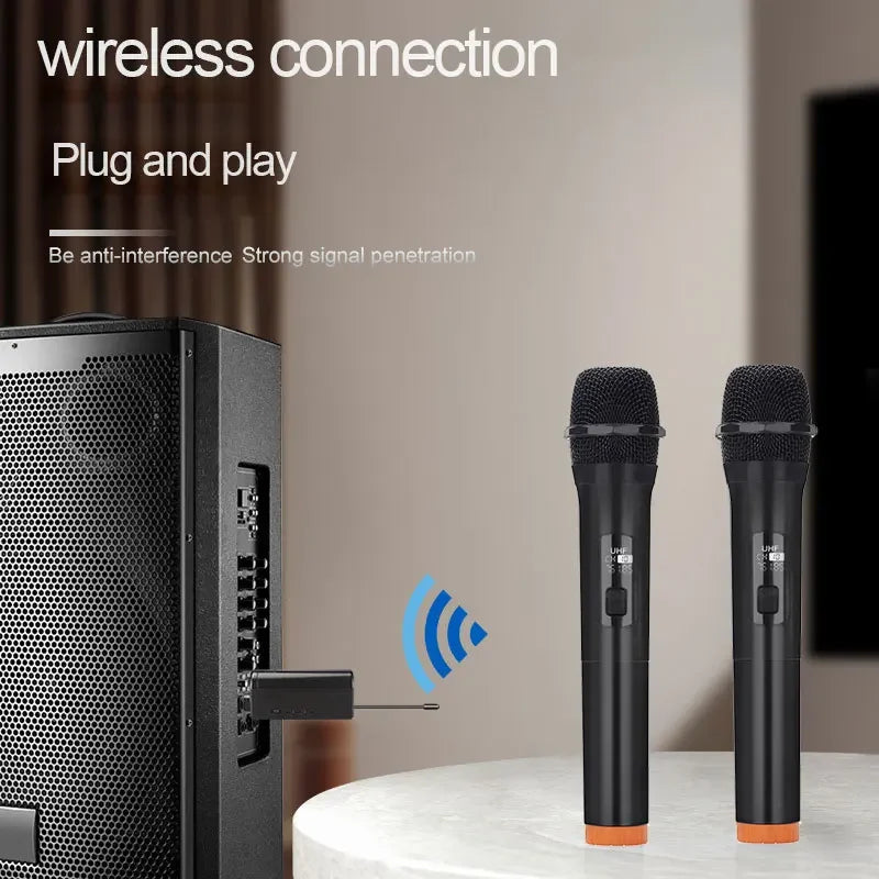 Wireless Microphone 2 Channel Handheld Microphones Karaoke KTV
