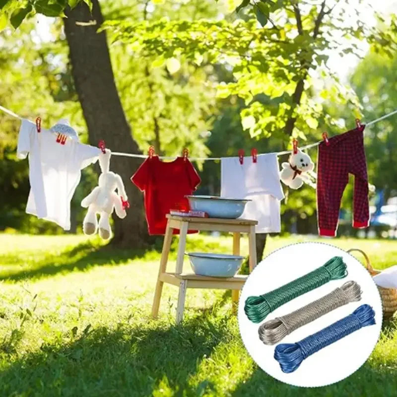 Portable 10/20/30/50M PVC Coating Steel Clothesline Outdoor Clothesline Garden Camping Travel Clothes Drying Rope Zpaxo