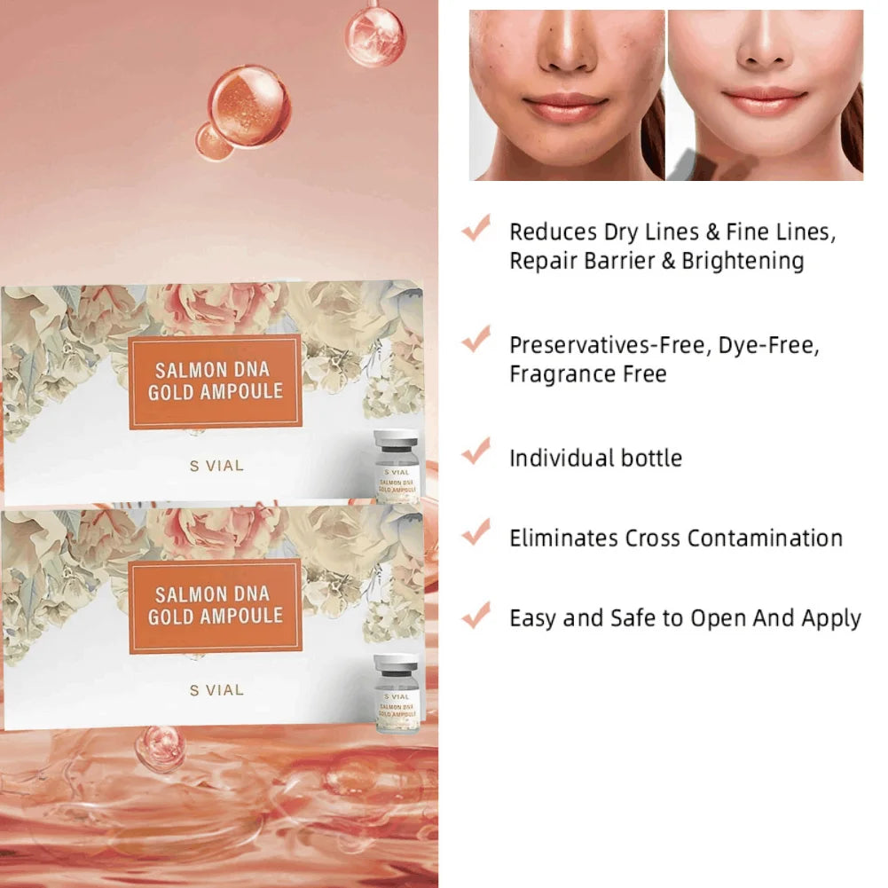 Salmon DNA Gold Ampoule Serum Kit – Brightening & Moisturizing Facial Ampoule Serum Zpaxo