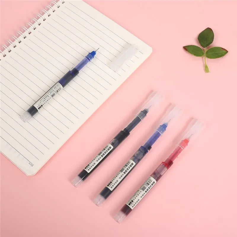 10PCS High Quality Needle Type Gel Pens Black Blue Red Ink Straight Liquid Pen Kawaii Stationery School & Office Supplies Zpaxo