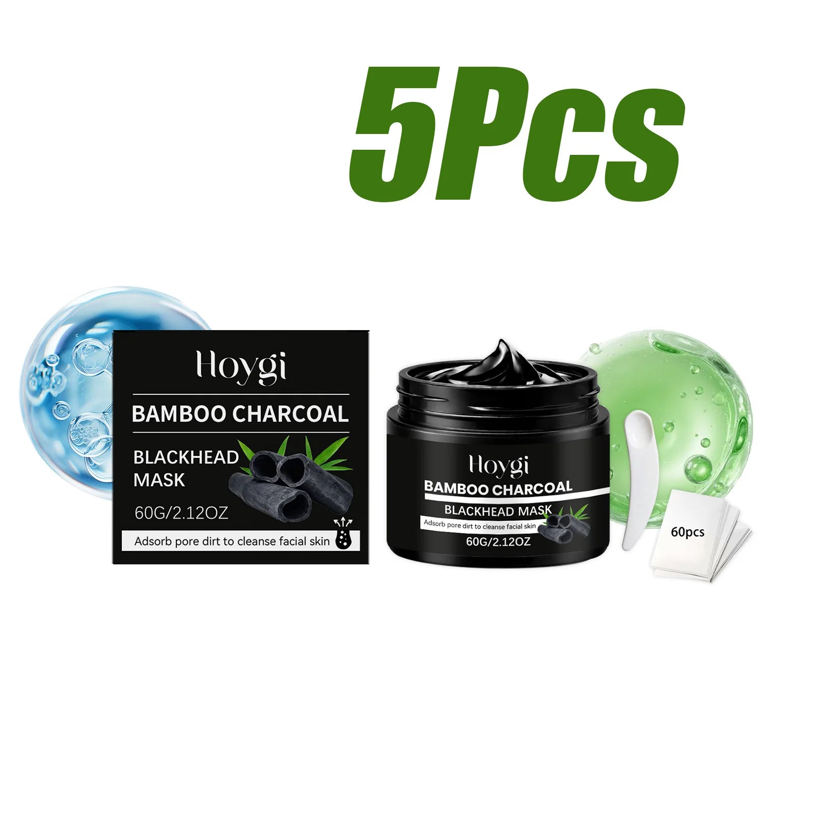 Hoygi Bamboo Charcoal Blackhead Peel-Off Mask | 60 Nose Strips Peel-Off Face Mask Zpaxo 5Pcs