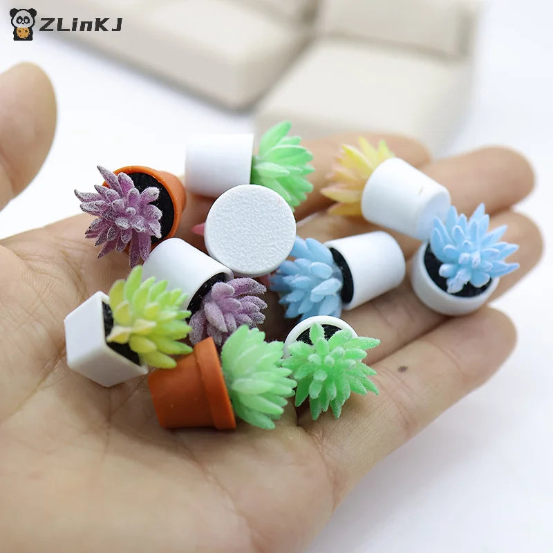 ▶5Pcs Simulation Mini Potted Plants Model Dollhouse Bonsai Decoratio Dollhouse Micro Landscape Garden Desktop Ornament Zpaxo