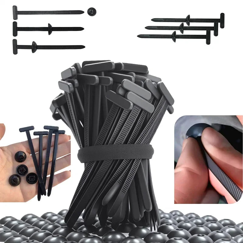 Cable Tie Self-locking Nylon Universal Cable Tie Buckle Heavy Duty Zip Ties with Pin & Button Car Daily Repair Fastening Strap Zpaxo