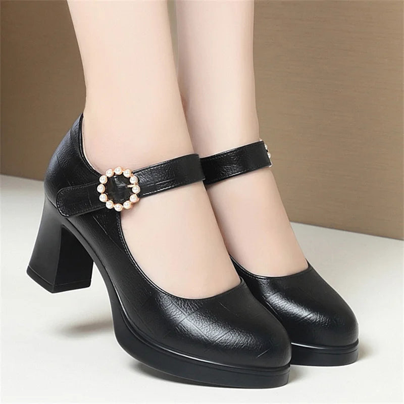 CINESSD Heel Office Shoes Elegant Middle Ladies Work Profession Women Zpaxo