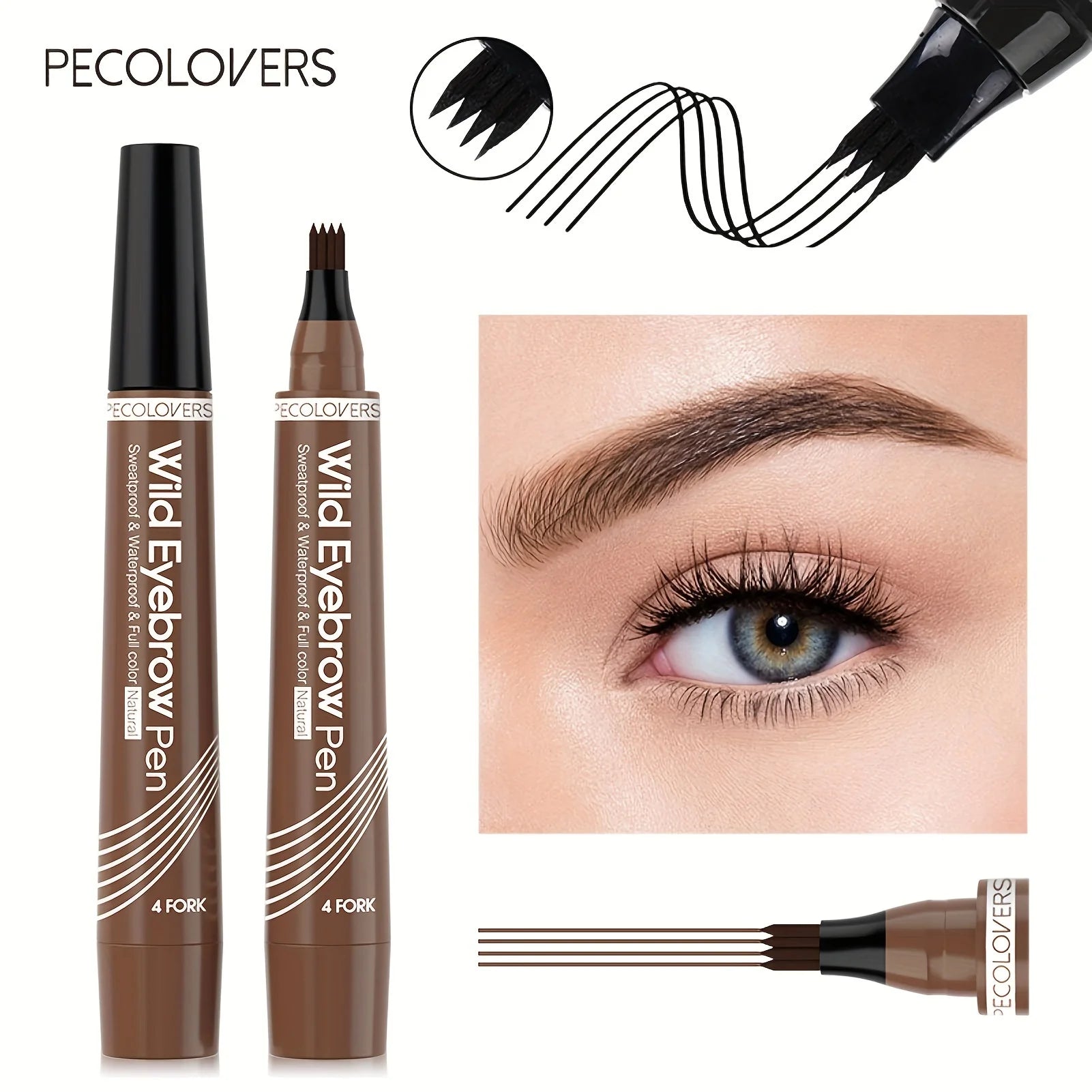 5 Colors Liquid Eyebrow Pen Long Lasting Tattoo 4-splitted Head Tint Zpaxo