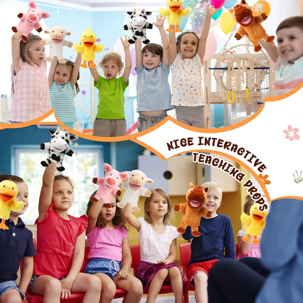 Animal Hand Puppets Kids Working Mouth Toddler Plush Toy Show Theater