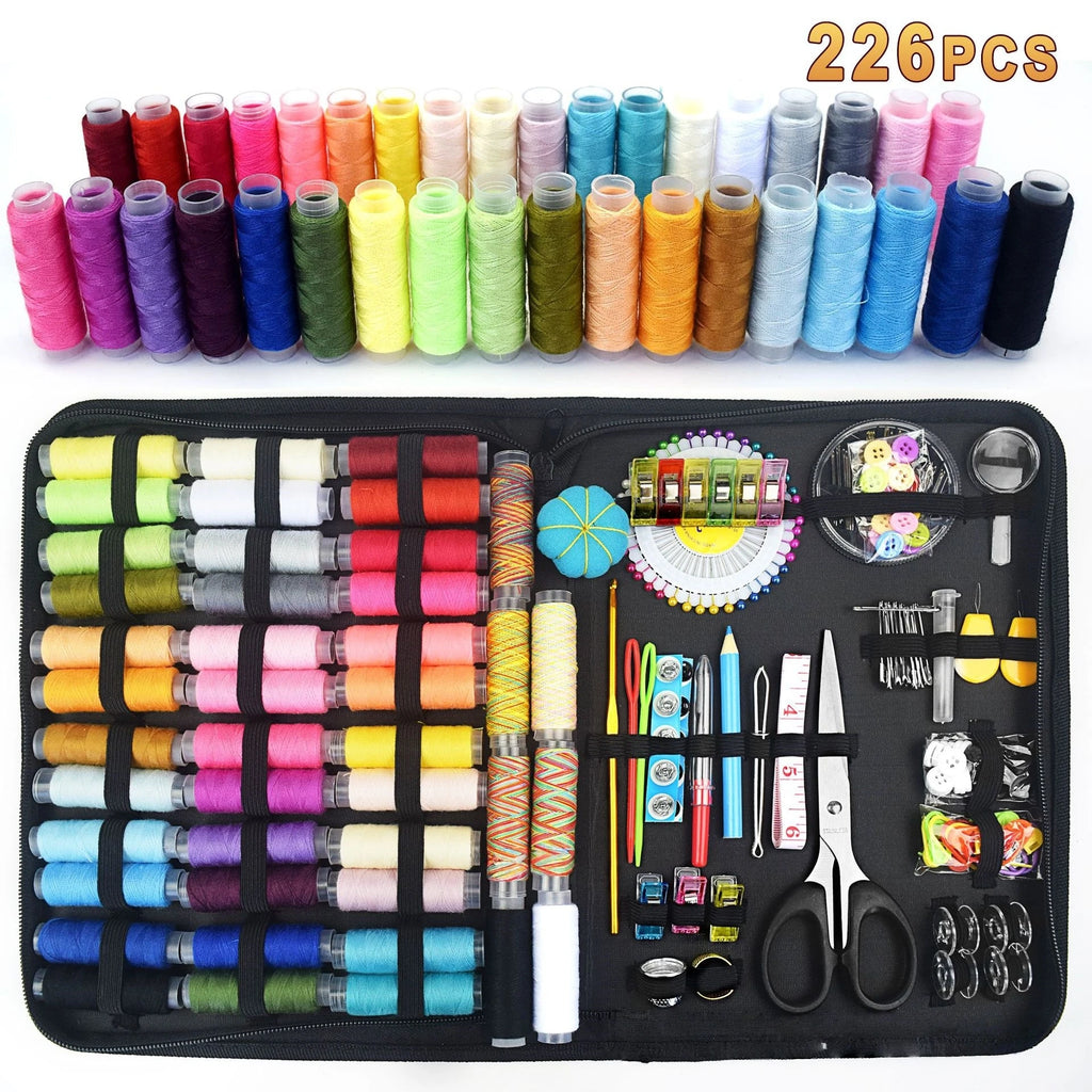 Portable Household Multi-function Sewing Kit Box DIY Embroidery Handwork Tool Needles Thread Scissor Set Travel Accessories Zpaxo ZXBDK226PCS