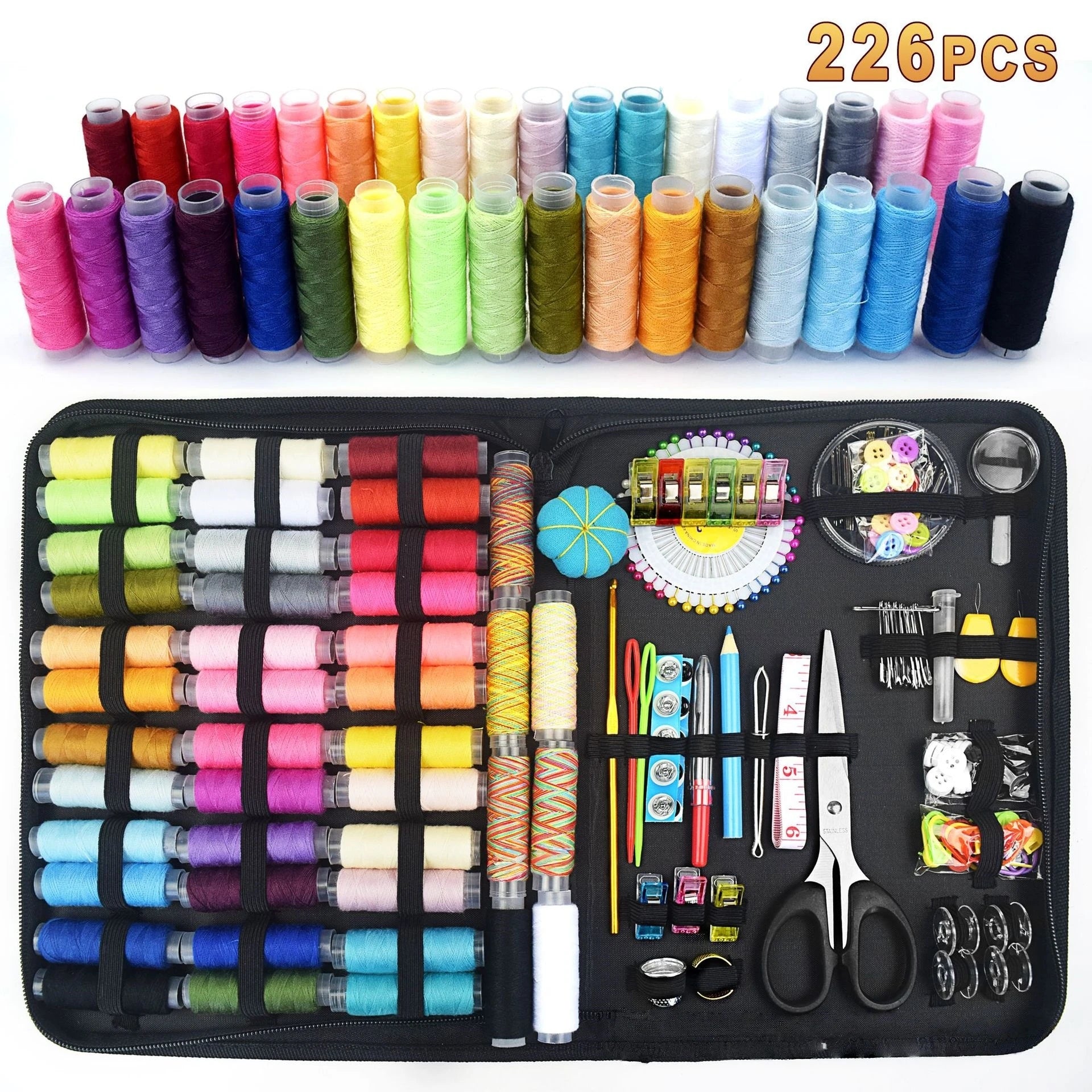 Portable Household Multi-function Sewing Kit Box DIY Embroidery Handwork Tool Needles Thread Scissor Set Travel Accessories Zpaxo ZXBDK226PCS