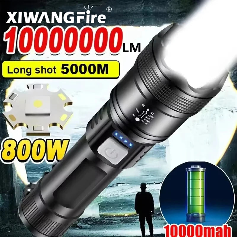 2000LM LED Tactical Flashlight – USB-C Rechargeable Zoomable Torch