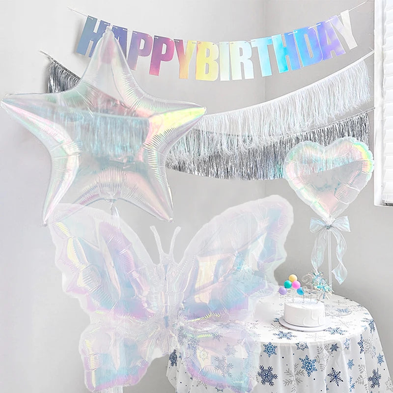 Laser Butterfly Balloon Large Colorful Transparent Foil Balloons