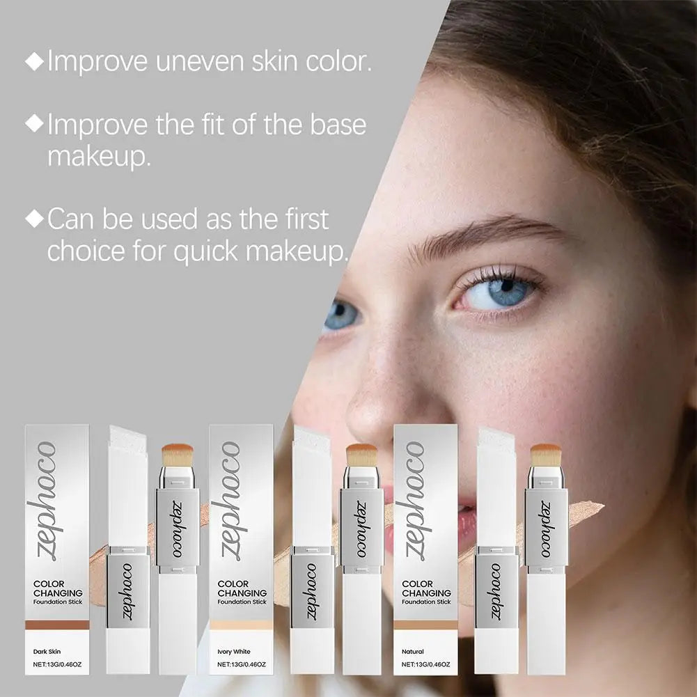 2-in-1 Color-Changing Foundation Stick – Matte & Moisturizing Foundation Stick Zpaxo
