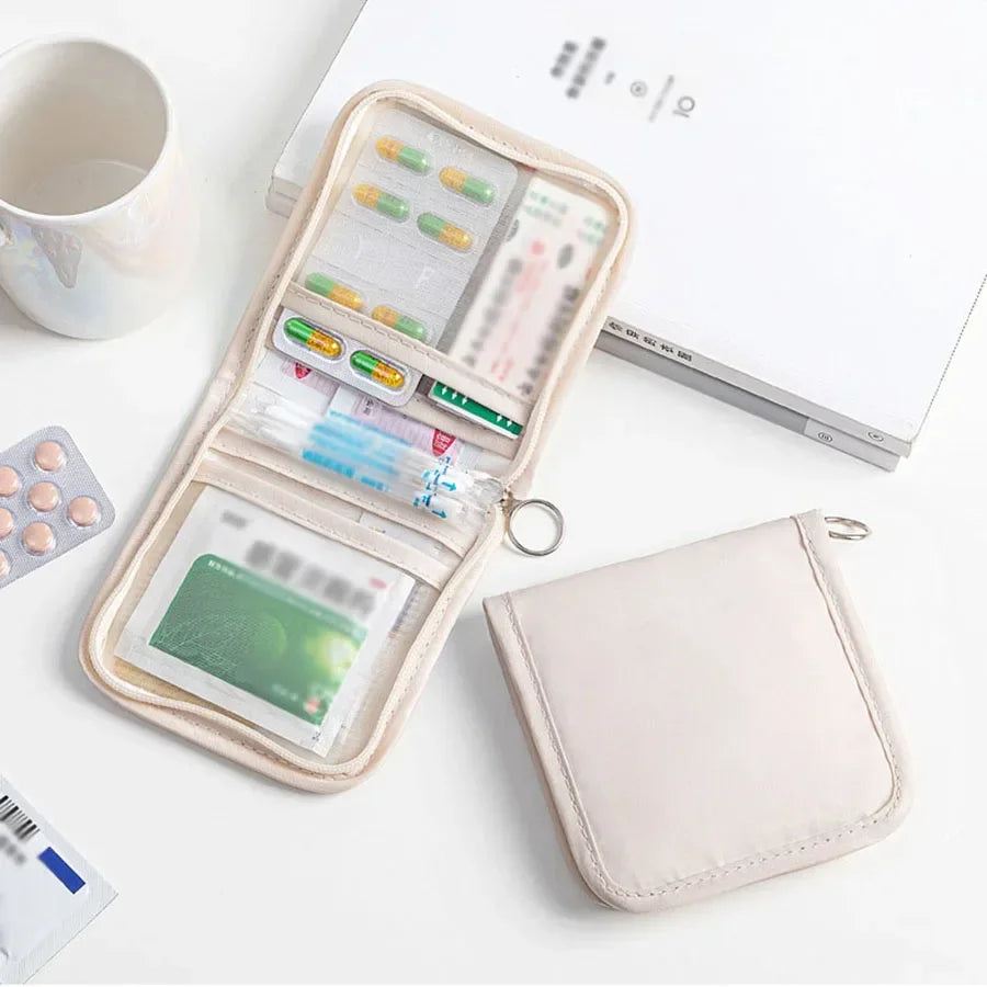 Mini Medical Pouch Portable Foldable Large Opening with Zip Sort First Aid Kit Outdoor Travel Essential Storage Bag Zpaxo