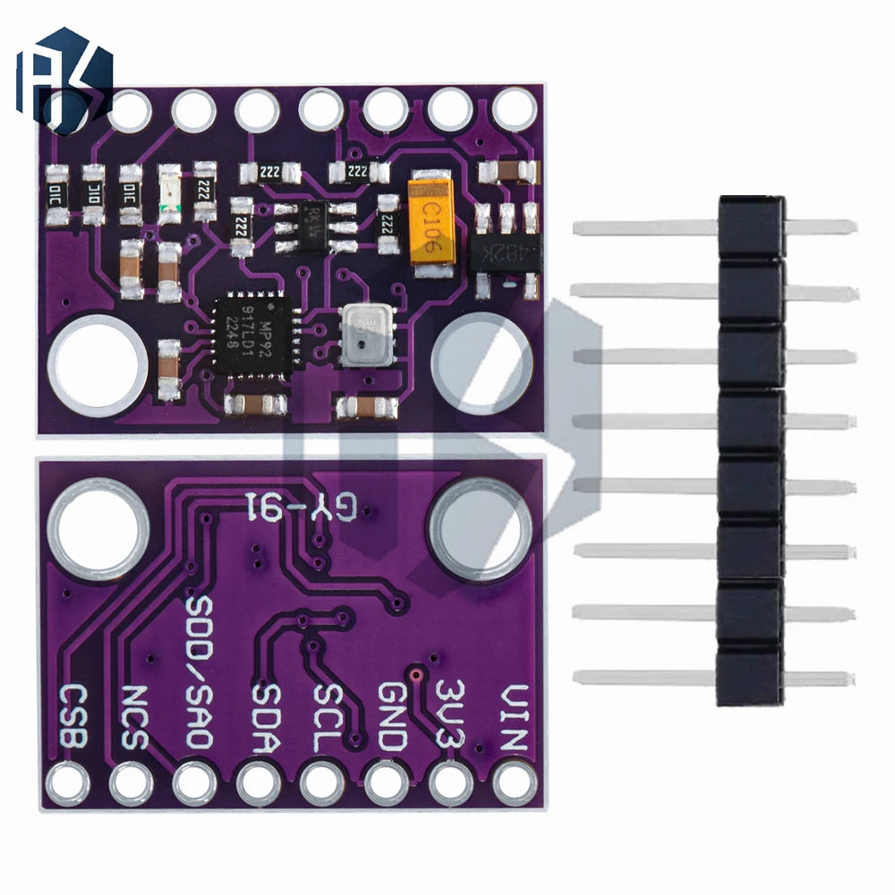 MPU-9250 9-Axis Motion Tracking Sensor Module: Accel/Gyro/Compass with SPI/I2C Interface – GY-91 Board for Arduino Zpaxo