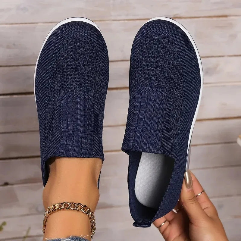 Women's Casual Slip on Sneakers Breathable Woven Mesh Upper Jogging Shoes for Women Walking Biking Driving Zapatillas De Mujer Zpaxo