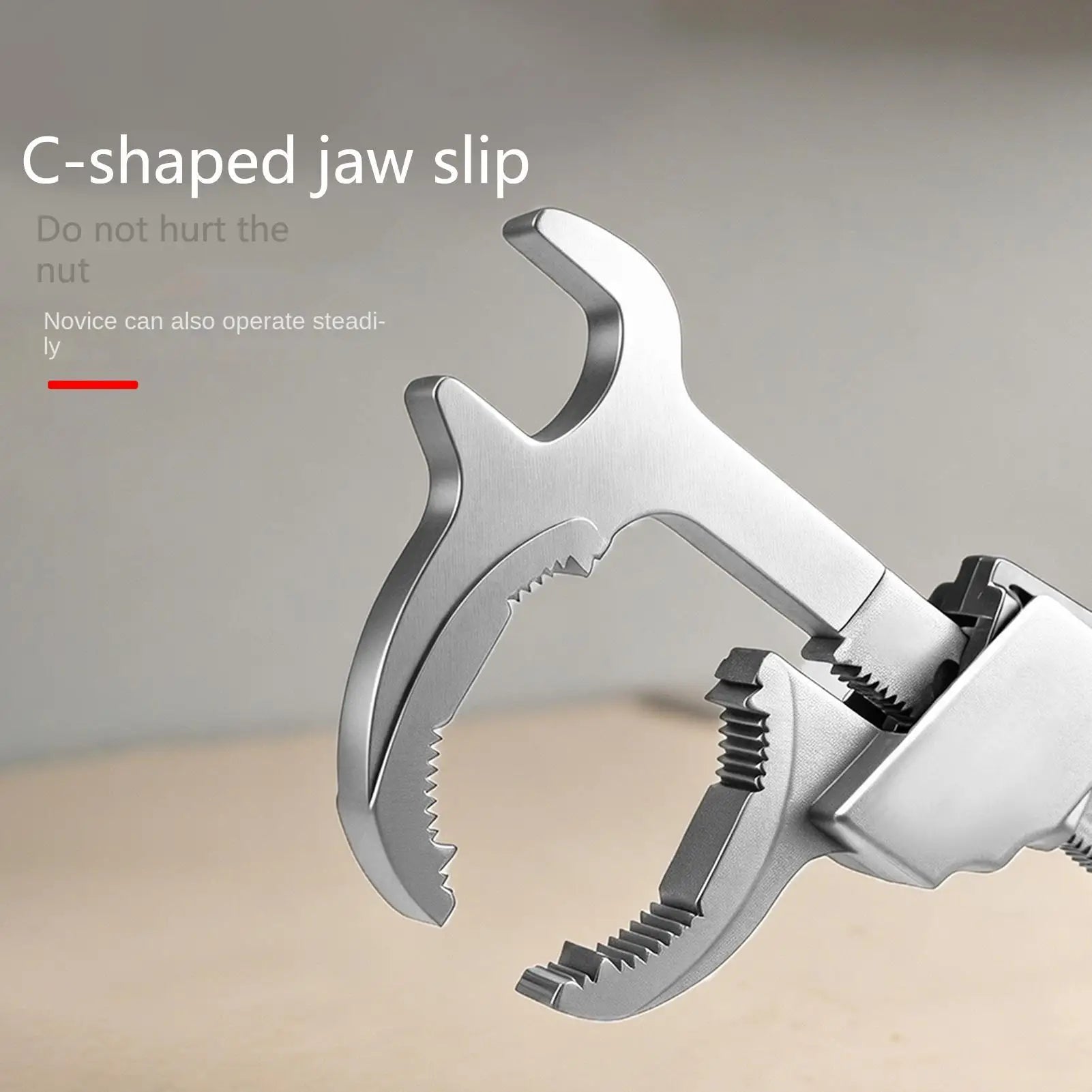 Self Adjusting Wrench Wide Jaw C Shape Tightening Tool Universal Pipe