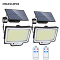 Solar Flood Lights Outdoor 106/318 LED Solar Motion Lights Remote Solar Security Lights Wall Lights Waterproof 3 Modes Garden Zpaxo 318LED-2PCS