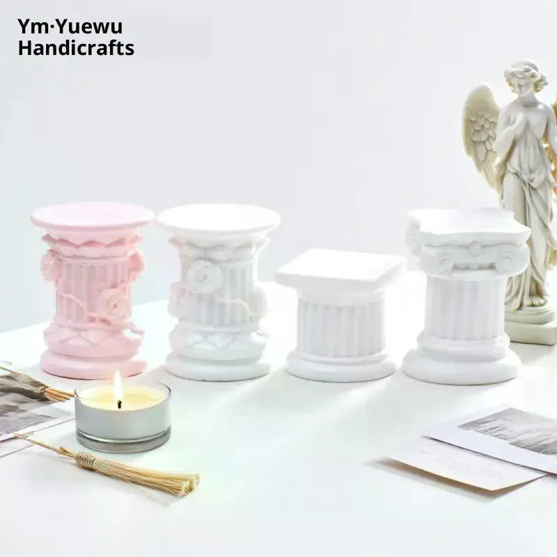 Figurine Sculpture Indoor Home Dinning Room Garden Scenery Decor Roman Pillar Greek Column Statue Pedestal Candlestick Stand Zpaxo