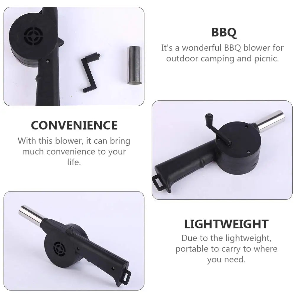 Outdoor Barbecue Fan Hand-cranked Air Blower Portable BBQ Grill Fire Bellows Tools Picnic Camping Accessories Barbeque Zpaxo