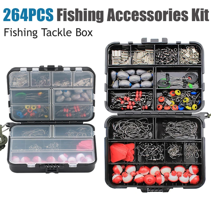 264-Piece Fishing Tackle Set – Hooks, Sinkers, Swivels & Snaps Fishing Tackle Kit Zpaxo