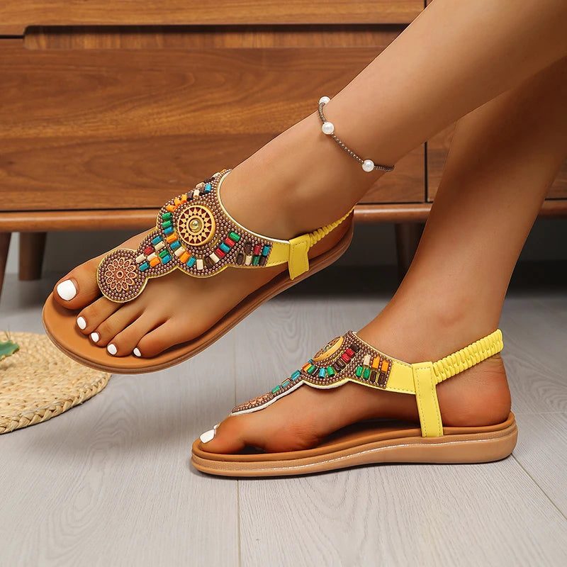 Women Sandals Anti Slip Flip Flops Bohemian Flat Clip Toe Gladiator Zpaxo