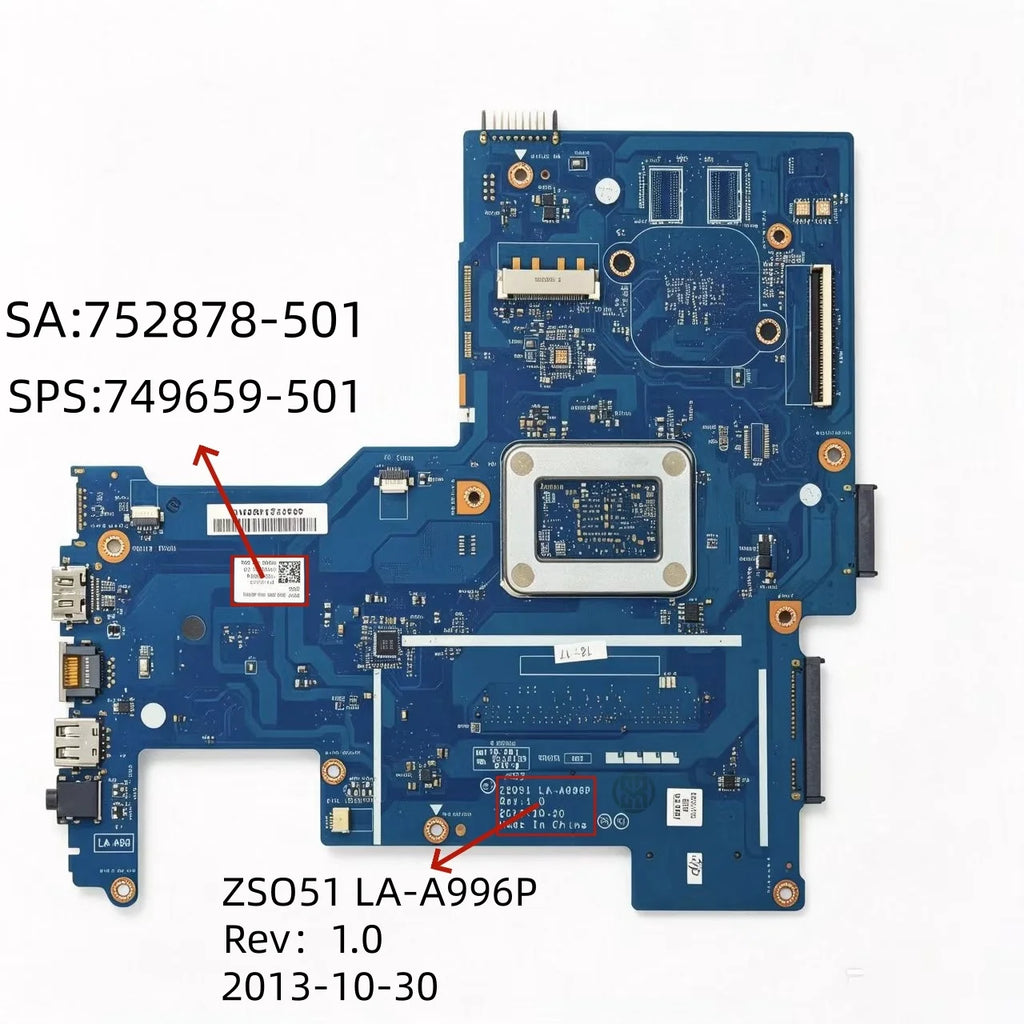 LA-A996P Laptop Motherboard SPS 749659-501 752878-501 HP 15-G 250 G3