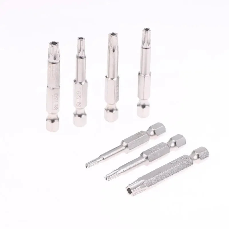 T10 T15 T20 T25 T27 T30 T40 5 Point Torx Screwdriver Bits 50mm S2 Magnetic Star Screw Driver 1/4" Hex Shank 7Pcs/lot Zpaxo