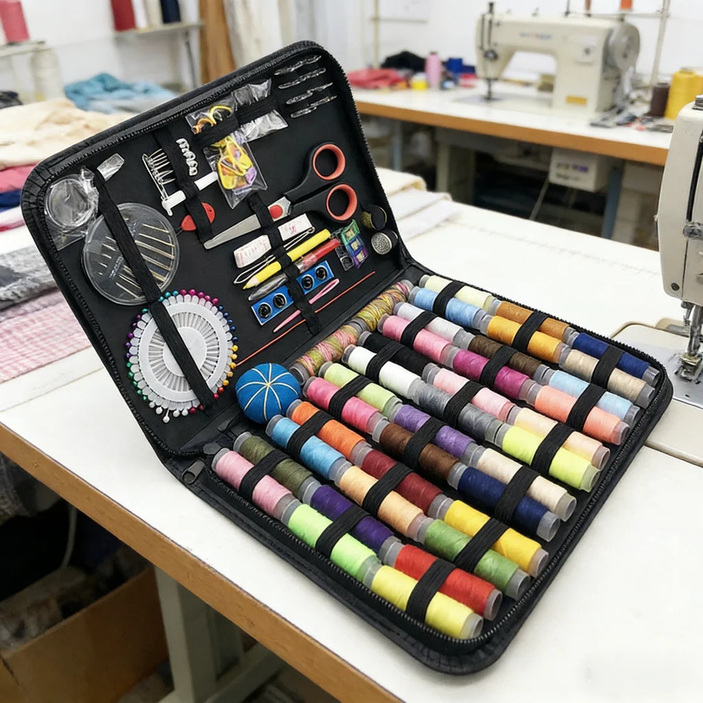 Sewing Kit Complete Set with Threads Needles Scissors Tape Measure Buttons and More for DIY Handcraft Projects Home and Travel Zpaxo