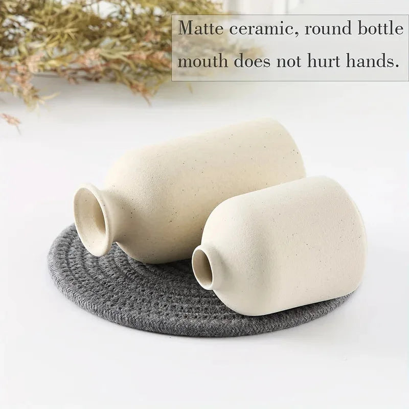 3 Ceramic Vases Country Home Decor Modern Farmhouse Living Room
