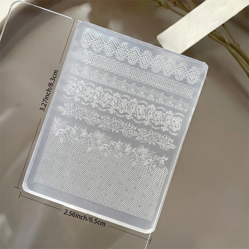 3D Lace Rose Silicone Nail Art Molds Hollow French Mesh Charms Nails Zpaxo B407