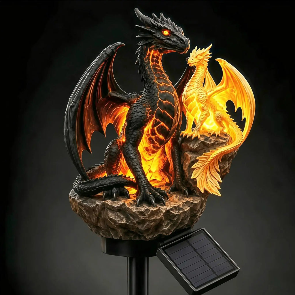 Dragon Solar Lights Outdoor Garden Decor Sculpture Lighting Sidewalk