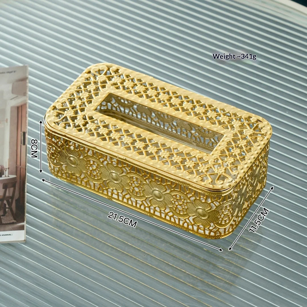 Household Nordic Style Tabletop Ironwork Tissue Box, Suitable for Living Room, Bedroom, for Storing and Dispensing Paper Tissues Zpaxo C
