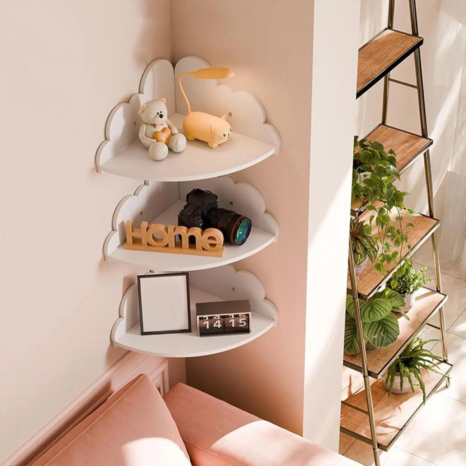 Cloud Wall Shelf 3 Wooden Corner Shelves Floating Bookshelf Kids Room