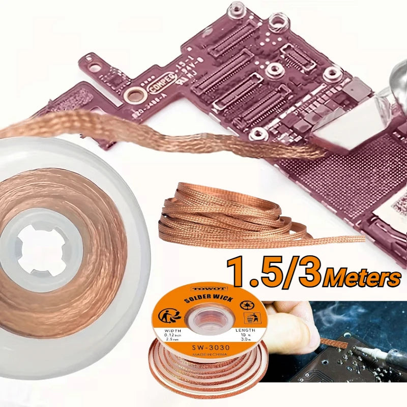 Desoldering Mesh Braid Tape Wire Repair Tool Copper Welding Point Solder Remover for Wire Soldering Wick Tin Lead Cord Flux Zpaxo