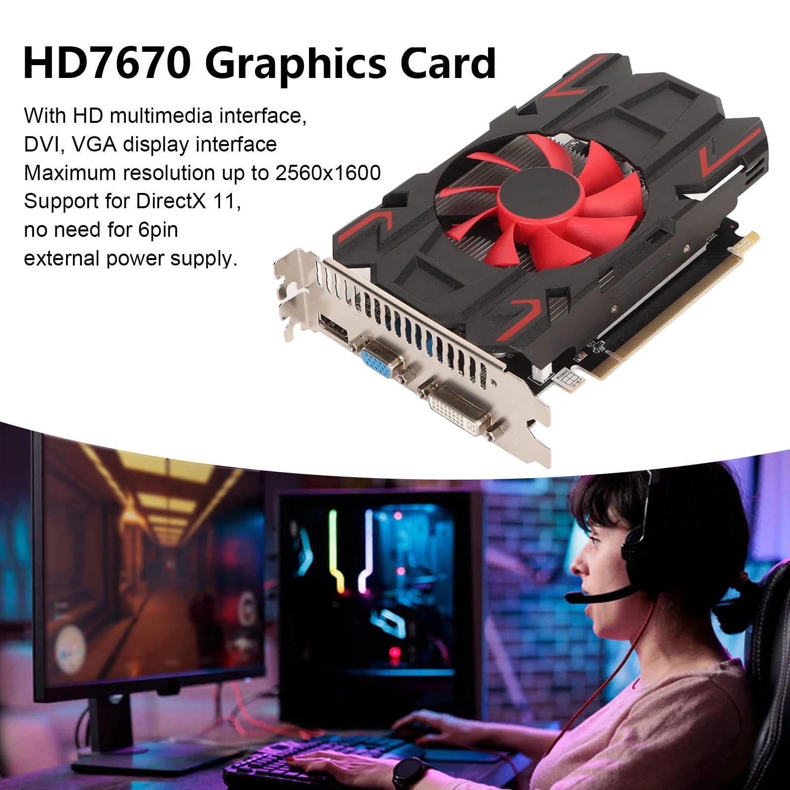 Gaming Graphics Card HD7670 4GB DDR5 128bit Support 2560x1600 Easy