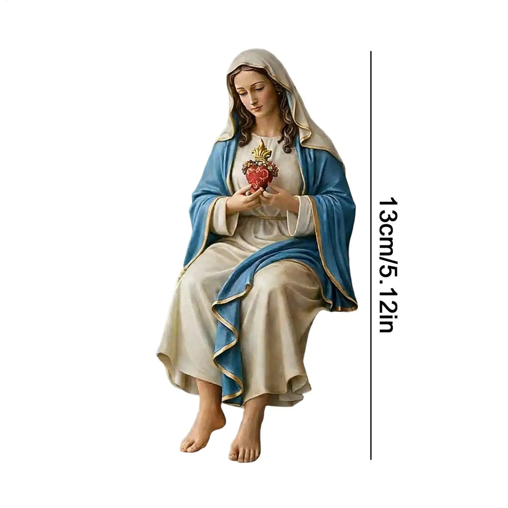 Mother Mary Statue Resin Catholic Figurine Decor Hand-painted Our Lady Virgin Mary Sculpture for Home Desk Shelf Bookshelf Zpaxo