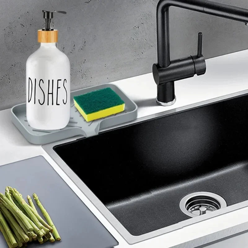 Kitchen Sink Sponge Holder Silicone Soap Dish Bar Self Draining