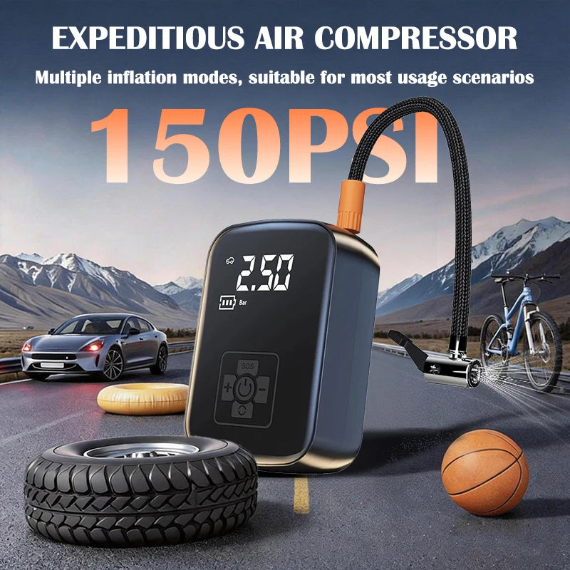 Cordless Tire Inflator Pump Portable Digital Display LED Light Auto Zpaxo