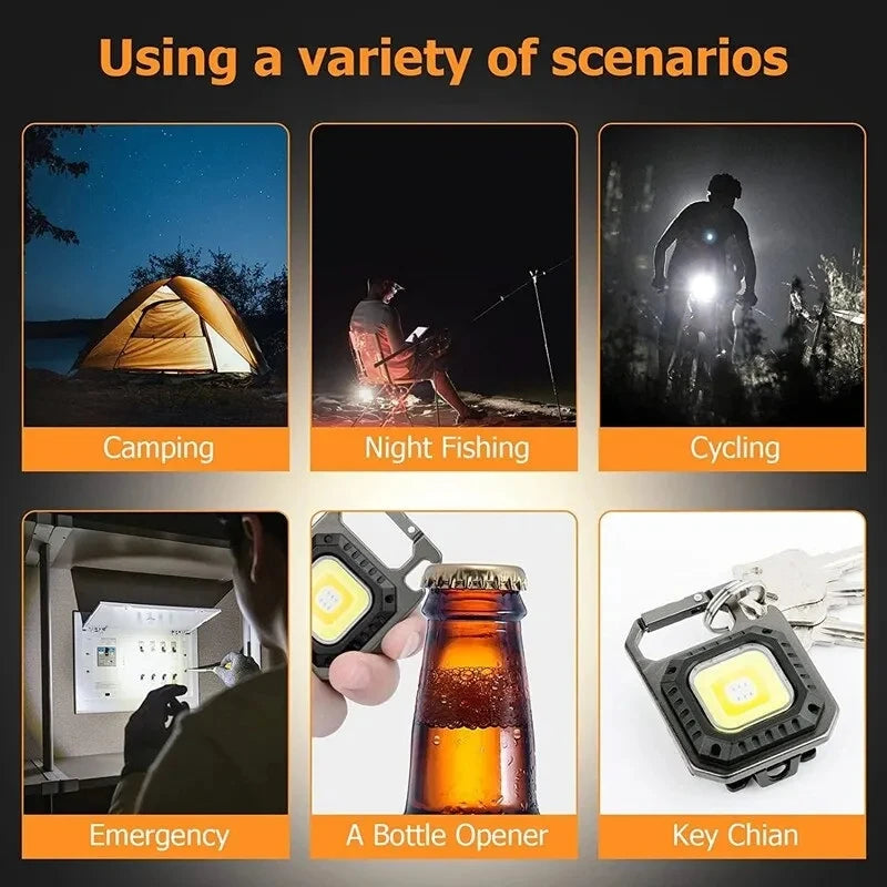 Mini COB LED Keychain Flashlight | Type-C Rechargeable Torch