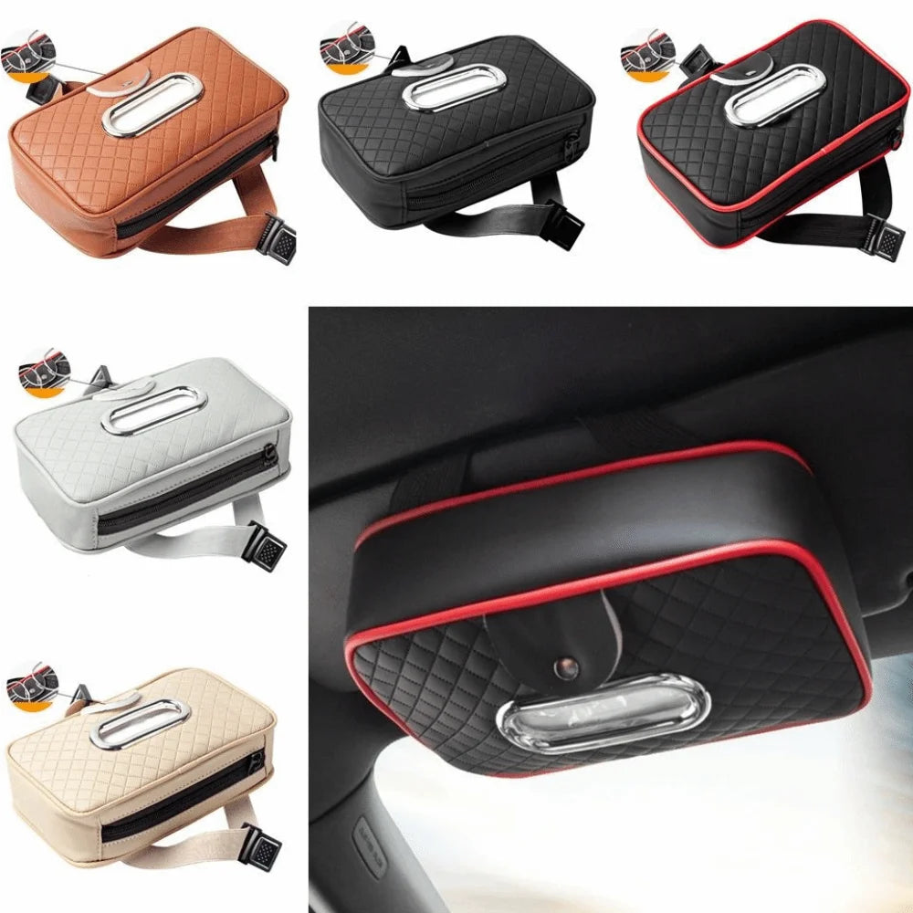 Thickened Car Visor Tissue Box Multi-functional PU Leather Sun Holder Zpaxo