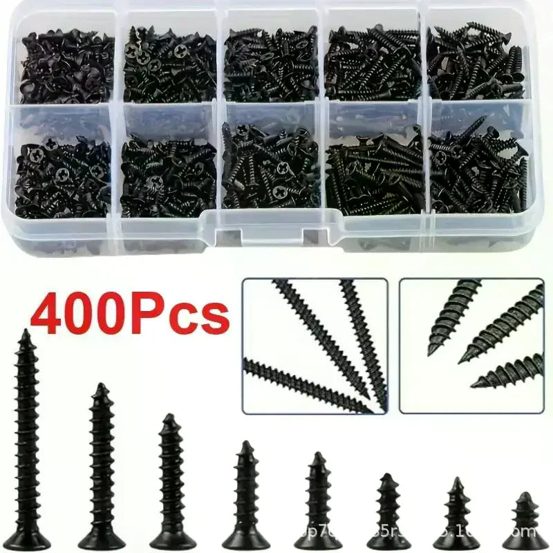 1 Box Carbon Steel M2 Black Self Tapping Screw Assortment Locking Zpaxo