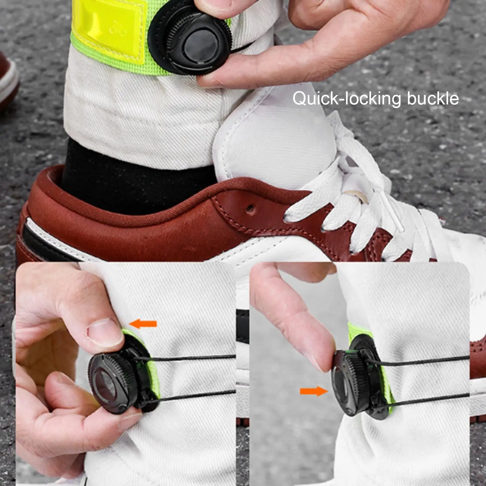 Bike Pants Strap Reflective Ankle Bands Adjustable Rotating Buckle