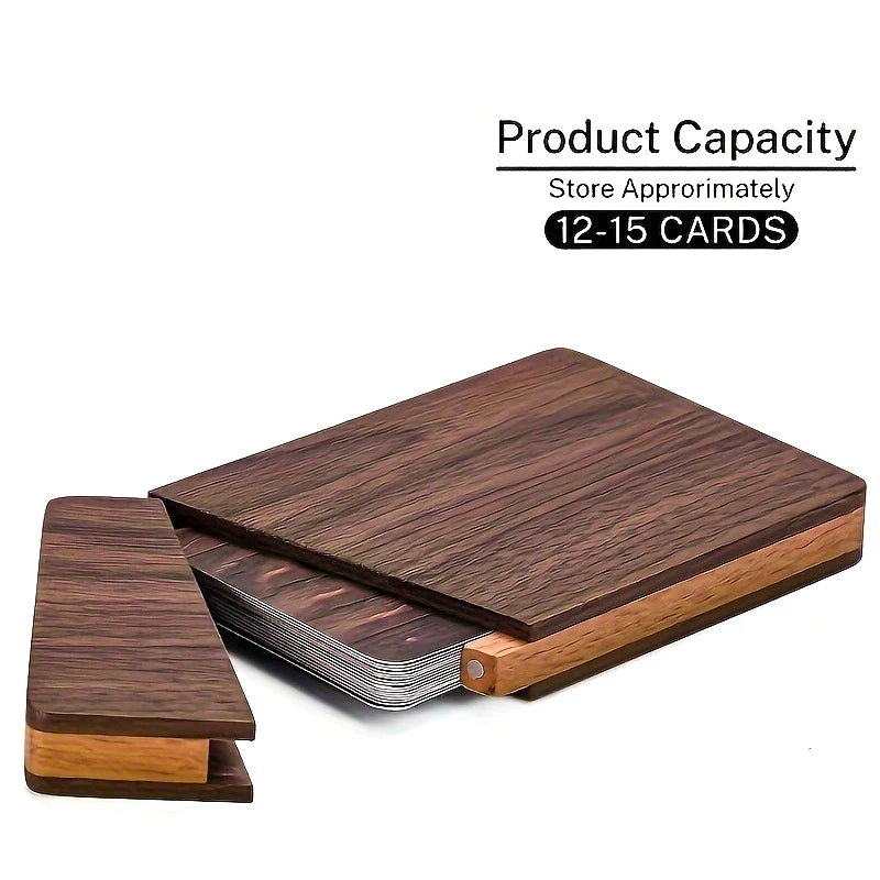 Portable Walnut Wood Business Card Holder Slim Card Case For Men Wooden Business Card Ganizer Desk Accessories Zpaxo